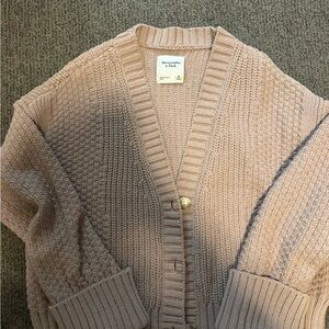 Abercrombie & Fitch Light Beige Knit Button-Front Cardigan